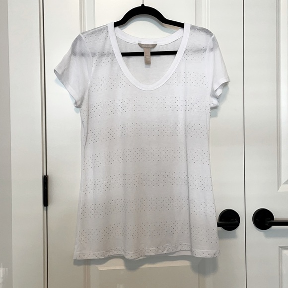 Banana Republic white t-shirt with bead detail - Picture 1 of 5